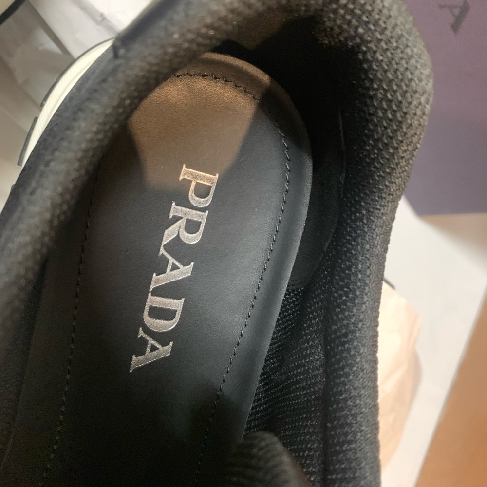 AUTH PRADA Sneakers Plain Logo Street Style, in BLACK Unisex, EU 8.5/US 10 - Picture 9 of 14